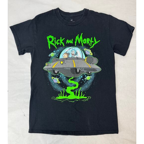 Rick & Morty Graphic Tee Space UFO Cotton Sci-Fi Dark Humor Size Small - Picture 1 of 5